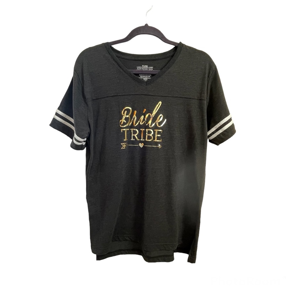 Bride Tribe Baseball Jersey Black Heather - XL plus extra iron on
